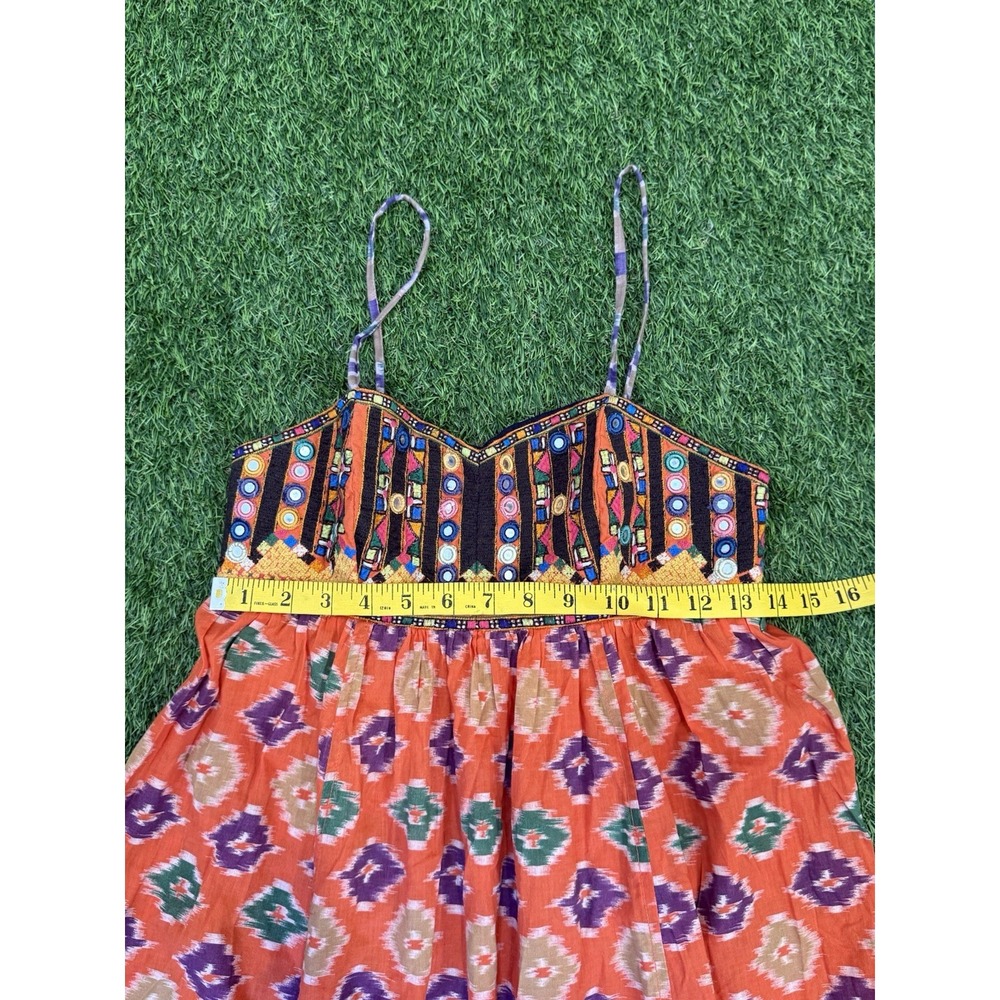 Ralph Lauren Denim & Supply Dress Women XS Orange Boho Spaghetti Strap Festival - Picture 12 of 15
